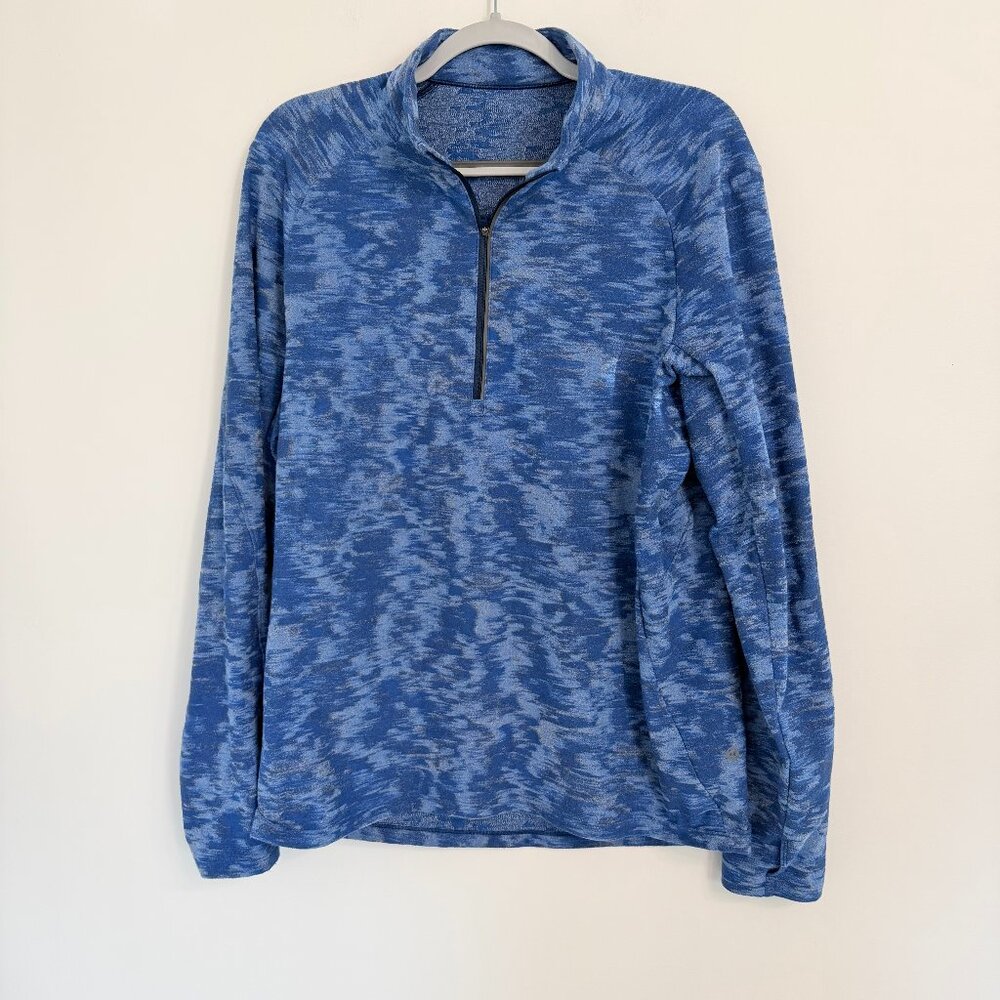 🔥 Lululemon Surge Warm 1/2 Zip Pullover – Men’s Large | Blue Space Dye Running